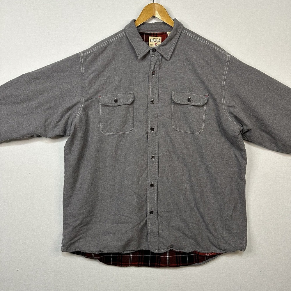 Red Head Brand Co.  2XL Men's Flannel Gray‎ Long Sleeve Button Up